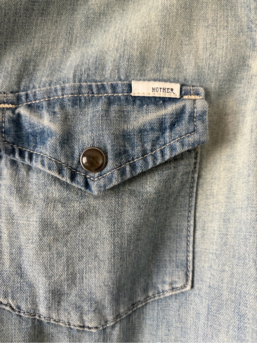 Mother Light Wash Denim Western Shirt - Womens - Picture 2 of 5